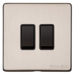 M Marcus Heritage Brass Vintage Range 2 Gang 2 Way Rocker Switch