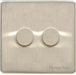 M Marcus Heritage Brass Vintage Range 2 Gang 2 Way Push On/Off Dimmer Switch (250 watts)