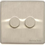 M Marcus Heritage Brass Vintage Range 2 Gang 2 Way Push On/Off Dimmer Switch (400 watts)