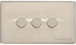 M Marcus Heritage Brass Vintage Range 3 Gang 2 Way Push On/Off Dimmer Switch (250 watts)