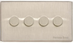 M Marcus Heritage Brass Vintage Range 4 Gang 2 Way Push On/Off Dimmer Switch (400 watts)