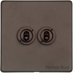 M Marcus Heritage Brass Vintage Range 2 Gang 2 Way Toggle Switch