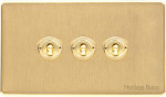 M Marcus Heritage Brass Vintage Range 3 Gang 2 Way Toggle Switch