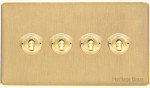 M Marcus Heritage Brass Vintage Range 4 Gang 2 Way Toggle Switch