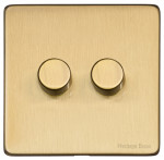 M Marcus Heritage Brass Vintage Range 2 Gang 2 Way Push On/Off Dimmer Switch (250 watts)