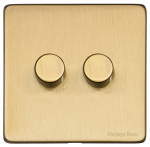 M Marcus Heritage Brass Vintage Range 2 Gang Trailing Edge LED Dimmer Switch