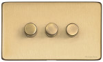 M Marcus Heritage Brass Vintage Range 3 Gang 2 Way Push On/Off Dimmer Switch (250 watts)