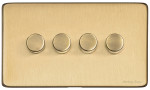 M Marcus Heritage Brass Vintage Range 4 Gang 2 Way Push On/Off Dimmer Switch (250 watts)