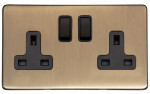 M Marcus Heritage Brass Vintage Range Double Switched Socket