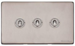 M Marcus Heritage Brass Vintage Range 3 Gang 2 Way Toggle Switch