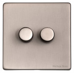 M Marcus Heritage Brass Vintage Range 2 Gang 2 Way Push On/Off Dimmer Switch (250 watts)