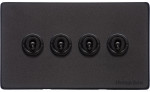 M Marcus Heritage Brass Vintage Range 4 Gang 2 Way Toggle Switch