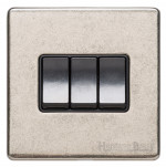 M Marcus Heritage Brass Vintage Range 3 Gang 2 Way Rocker Switch