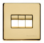 M Marcus Heritage Brass Studio Range 3 Gang 2 Way Rocker Switch