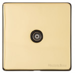 M Marcus Heritage Brass Studio Range 1 Gang Isolated TV/Coaxial Socket with Black Trim