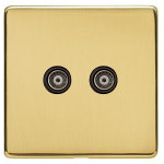 M Marcus Heritage Brass Studio Range TV/FM Diplexed Socket with Black Trim