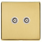 M Marcus Heritage Brass Studio Range TV/FM Diplexed Socket with White Trim