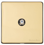 M Marcus Heritage Brass Studio Range 1 Gang Satellite Socket with Black Trim