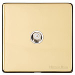 M Marcus Heritage Brass Studio Range 1 Gang Satellite Socket with White Trim