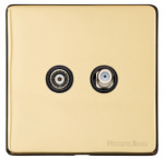 M Marcus Heritage Brass Studio Range TV/Satellite Socket with Black Trim