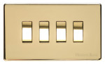 M Marcus Heritage Brass Studio Range 4 Gang 2 Way Rocker Switch