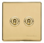 M Marcus Heritage Brass Studio Range 2 Gang 2 Way Toggle Switch