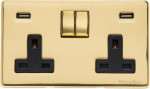 M Marcus Heritage Brass Studio Range Double USB-A Socket with Black Trim