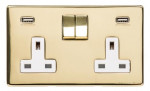 M Marcus Heritage Brass Studio Range Double USB-A Socket with White Trim