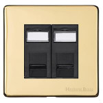 M Marcus Heritage Brass Studio Range 2 Gang Secondary Line Socket with Black Trim