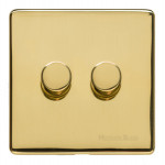 M Marcus Heritage Brass Studio Range 2 Gang 2 Way Push On/Off Dimmer Switch (250 watts)