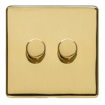 M Marcus Heritage Brass Studio Range 2 Gang Trailing Edge LED Dimmer Switch