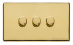 M Marcus Heritage Brass Studio Range 3 Gang 2 Way Push On/Off Dimmer Switch (250 watts)