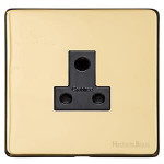 M Marcus Heritage Brass Studio Range 5 Amp 3 Round Pin Unswitched Socket with Black Trim