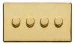 M Marcus Heritage Brass Studio Range 4 Gang 2 Way Push On/Off Dimmer Switch (250 watts)