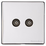 M Marcus Heritage Brass Studio Range TV/FM Diplexed Socket with Black Trim