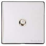 M Marcus Heritage Brass Studio Range 1 Gang Satellite Socket with White Trim