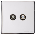 M Marcus Heritage Brass Studio Range TV/Satellite Socket with Black Trim