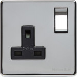 M Marcus Heritage Brass Studio Range Single Switched Socket with Black Trim