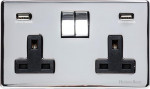 M Marcus Heritage Brass Studio Range Double USB-A Socket with Black Trim