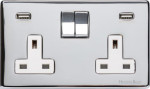 M Marcus Heritage Brass Studio Range Double USB-A Socket with White Trim