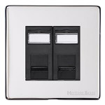 M Marcus Heritage Brass Studio Range 2 Gang RJ45 Socket with Black Trim