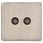 M Marcus Heritage Brass Studio Range TV/FM Diplexed Socket with Black Trim