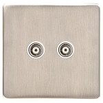 M Marcus Heritage Brass Studio Range TV/FM Diplexed Socket with White Trim