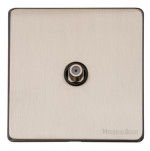 M Marcus Heritage Brass Studio Range 1 Gang Satellite Socket with Black Trim