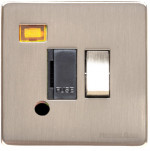 M Marcus Heritage Brass Studio Range Switched Fused Spur Unit with Neon Indicator and Flex Outlet and Black Trim