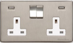 M Marcus Heritage Brass Studio Range Double USB-A Socket with White Trim