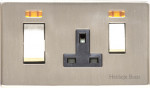 M Marcus Heritage Brass Studio Range 45A Cooker Unit Switch/13A Socket with Black Trim