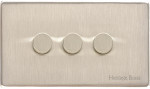 M Marcus Heritage Brass Studio Range 3 Gang 2 Way Push On/Off Dimmer Switch (250 watts)