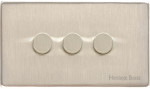 M Marcus Heritage Brass Studio Range 3 Gang Trailing Edge LED Dimmer Switch