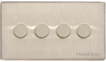 M Marcus Heritage Brass Studio Range 4 Gang 2 Way Push On/Off Dimmer Switch (250 watts)